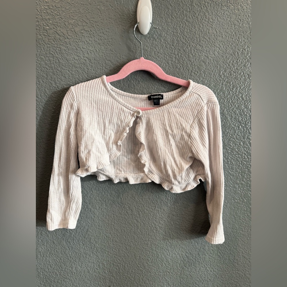 Girls White Zunie Size 6X Long Sleeve Sweater